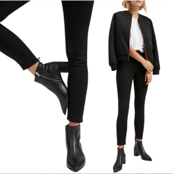 Everlane the Boss pointed toe black pebbled leather ankle Booties 6.5 - Picture 2 of 8